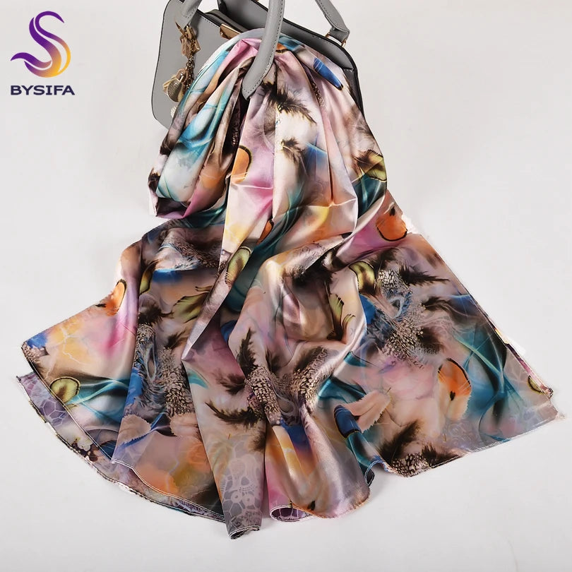 Ladies Pink Scarves Wraps New Lily Large Square Women Silk Scarf Cape 160*70cm High Top Autumn Winter Female Silk Neck Scarf