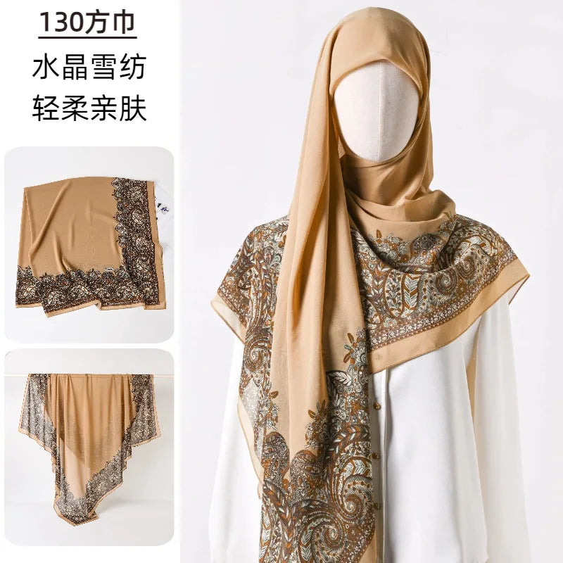 Female Chiffon Hijabs Fashion Muslim Sunscreen Versatile Scarf Quadrate Shawl Long Wrap Handscarf