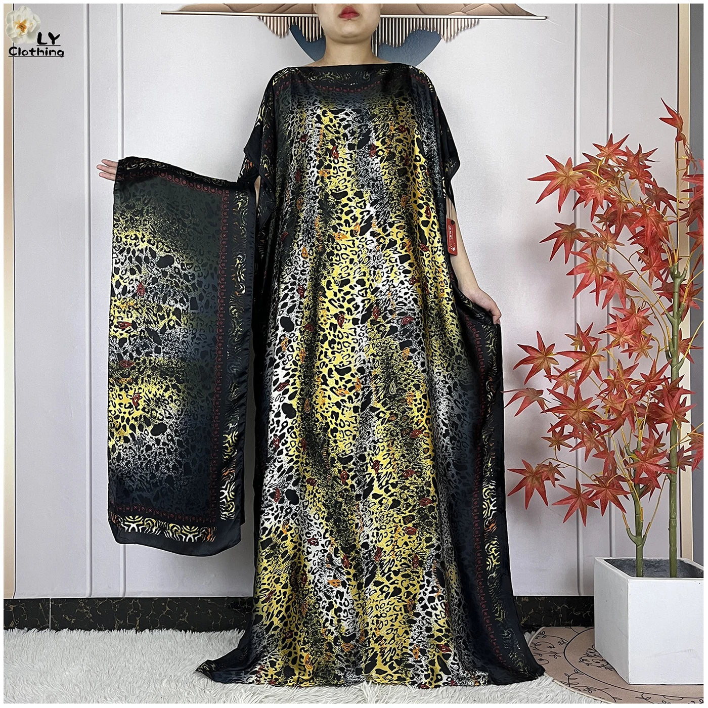 New Summer Boho Print African Dresses Woman Dashiki Muslim Caftan Loose Silk Soft Fabric Lady Evening Party Dress Islam Clothing