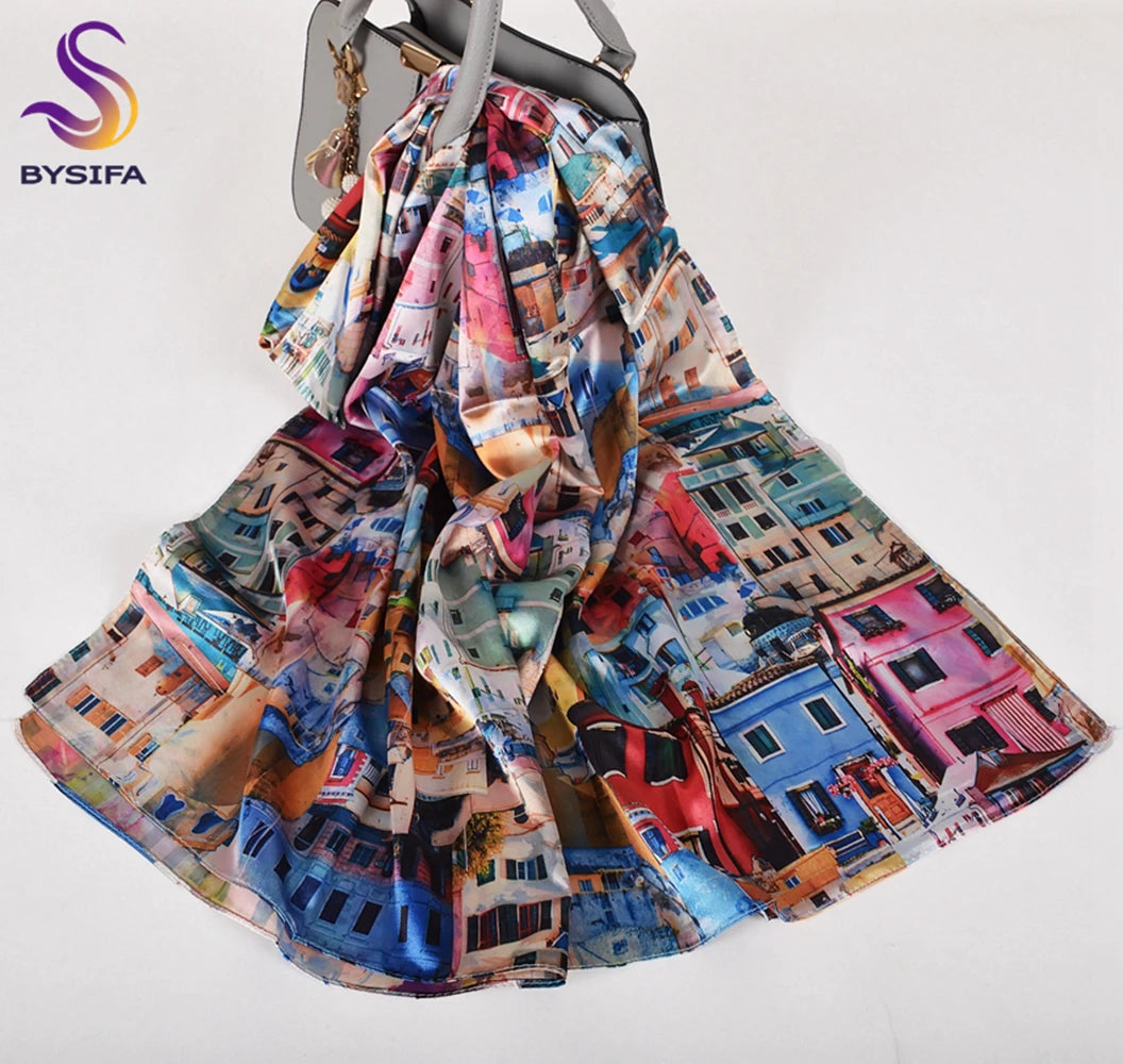 Ladies Pink Scarves Wraps New Lily Large Square Women Silk Scarf Cape 160*70cm High Top Autumn Winter Female Silk Neck Scarf