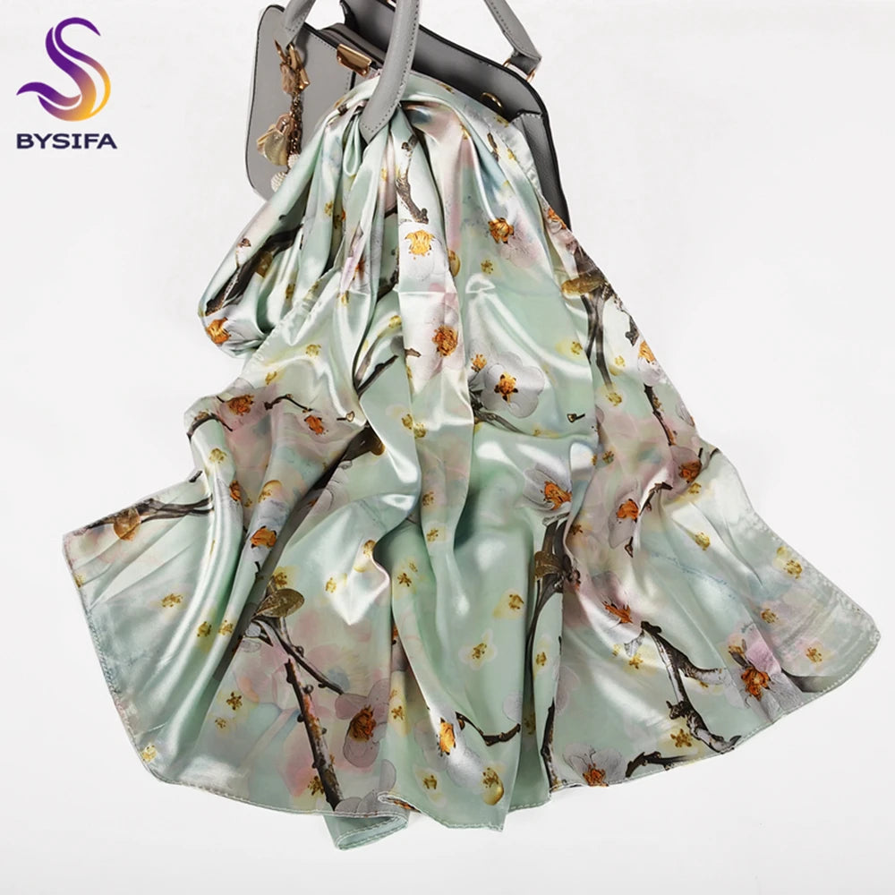 Ladies Pink Scarves Wraps New Lily Large Square Women Silk Scarf Cape 160*70cm High Top Autumn Winter Female Silk Neck Scarf