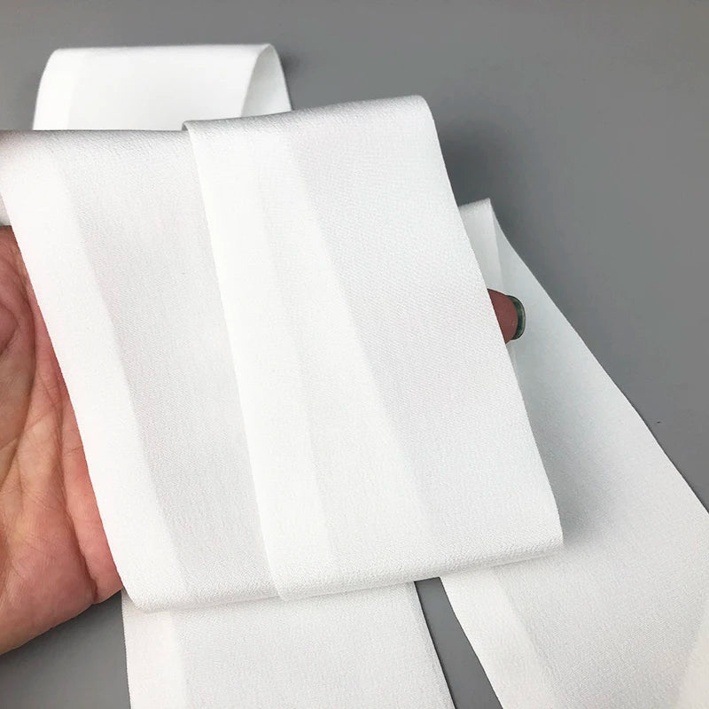 High Quality 100% Silk Scarves Two Layer Fashion Crepe De Chine Natural White Silk Head Scarf Women's  Bandeau Cute Bag Ribbon