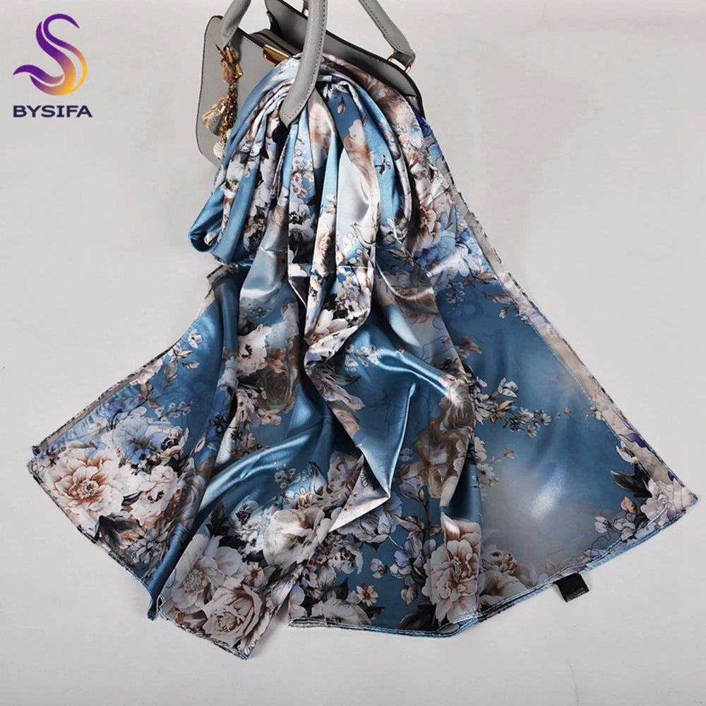 Ladies Pink Scarves Wraps New Lily Large Square Women Silk Scarf Cape 160*70cm High Top Autumn Winter Female Silk Neck Scarf