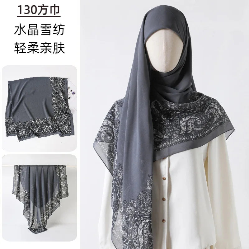 Female Chiffon Hijabs Fashion Muslim Sunscreen Versatile Scarf Quadrate Shawl Long Wrap Handscarf