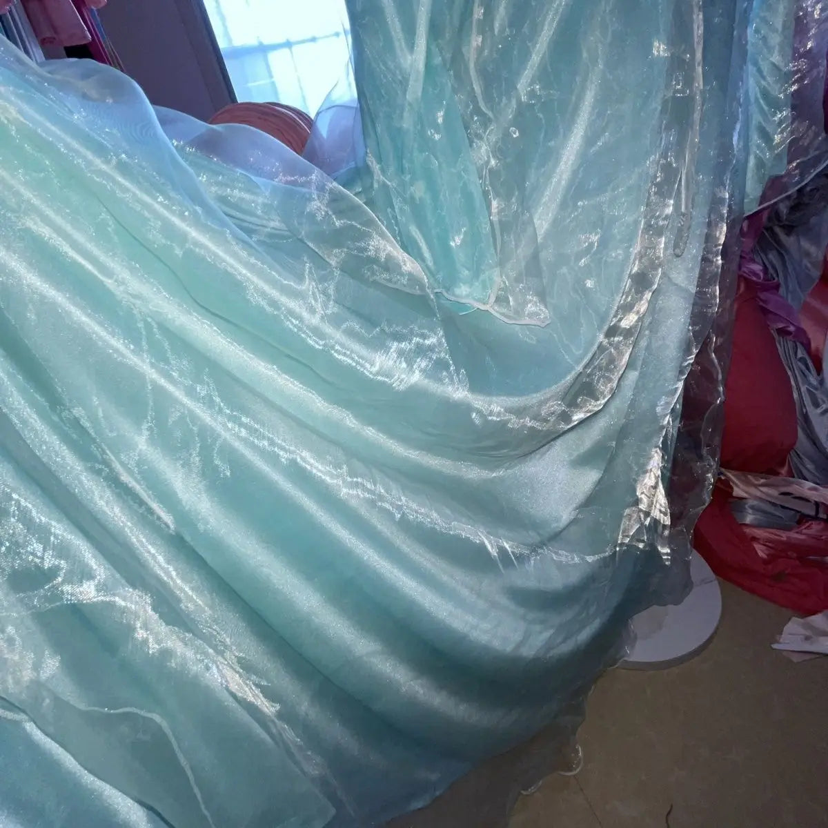 Double Layers Satin Glossy Women Long Sleeve Loose Maxi Dress Plus Size Sexy Sleeping Robe