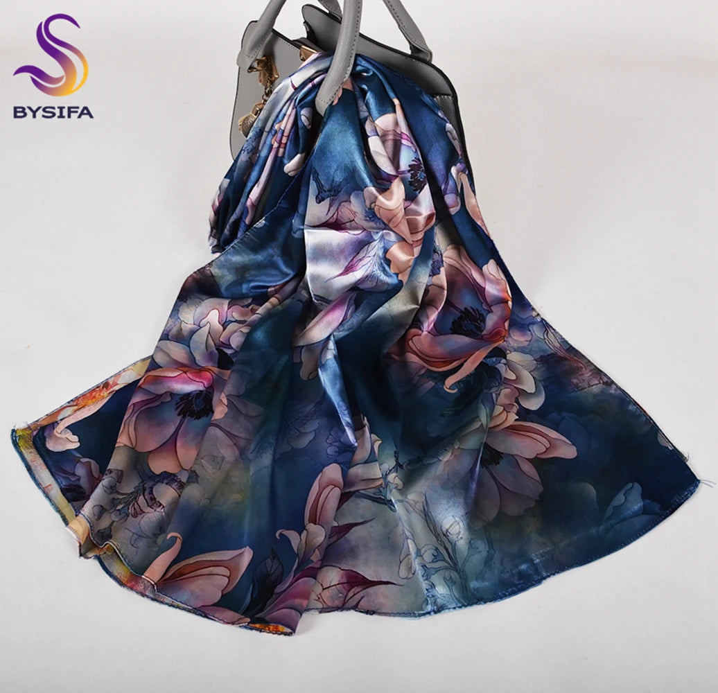 Ladies Pink Scarves Wraps New Lily Large Square Women Silk Scarf Cape 160*70cm High Top Autumn Winter Female Silk Neck Scarf
