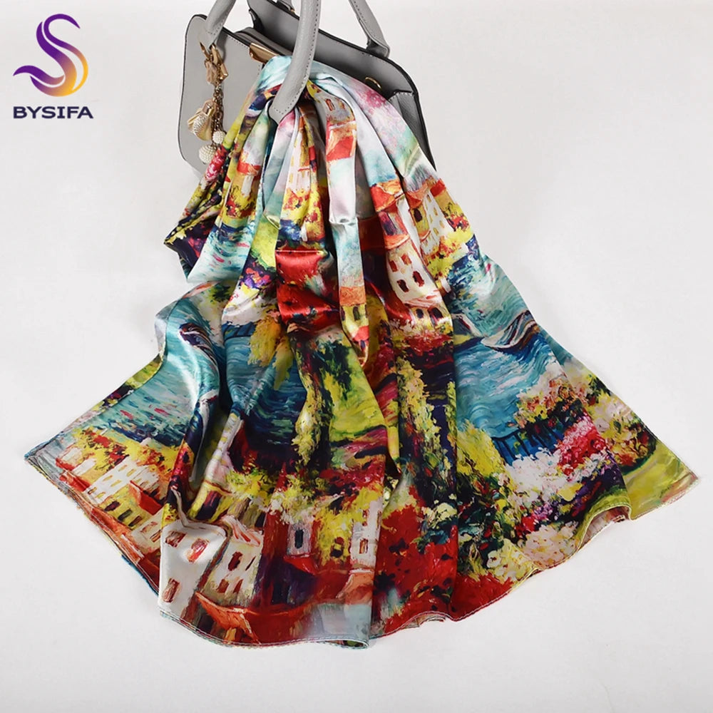 Ladies Pink Scarves Wraps New Lily Large Square Women Silk Scarf Cape 160*70cm High Top Autumn Winter Female Silk Neck Scarf