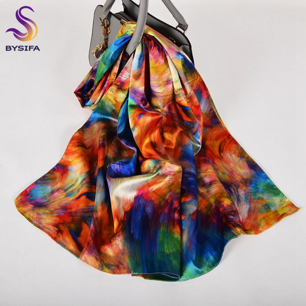 Ladies Pink Scarves Wraps New Lily Large Square Women Silk Scarf Cape 160*70cm High Top Autumn Winter Female Silk Neck Scarf