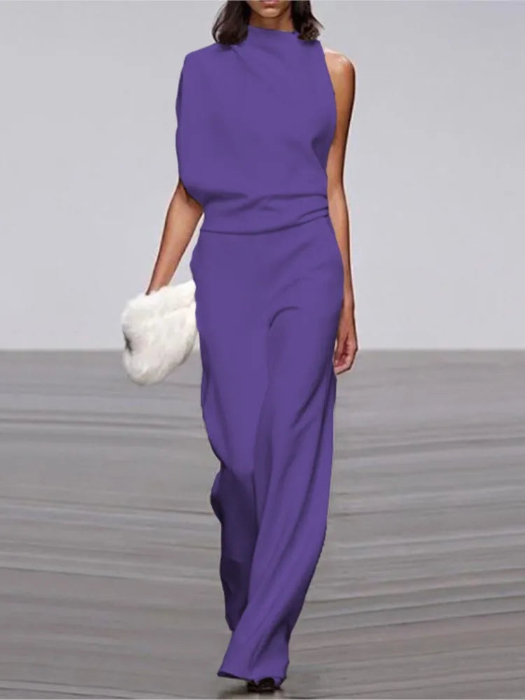 Nour Jumpsuit- One-Shoulder Collar Jumpsuit