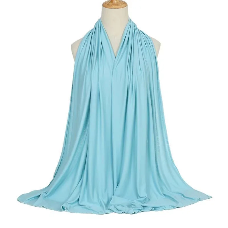Modal Cotton Jersey Hijab Scarf For Muslim Women Shawl Stretchy Easy Plain Hijabs Scarves Headscarf African Woman Turban Ramadan