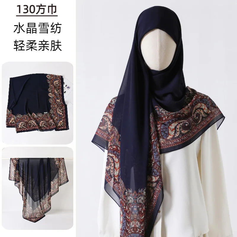 Female Chiffon Hijabs Fashion Muslim Sunscreen Versatile Scarf Quadrate Shawl Long Wrap Handscarf