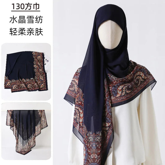 Female Chiffon Hijabs Fashion Muslim Sunscreen Versatile Scarf Quadrate Shawl Long Wrap Handscarf