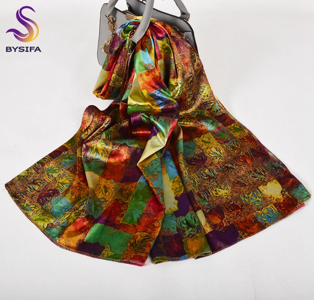 Ladies Pink Scarves Wraps New Lily Large Square Women Silk Scarf Cape 160*70cm High Top Autumn Winter Female Silk Neck Scarf