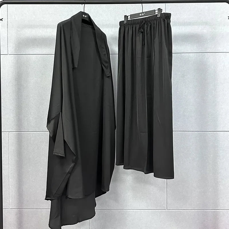 Ramadan Abayas Sets  2 Piece Set Muslim Women Hijab Dress Prayer Garment Abaya Long Khimar Arab Gown  Islamic Clothes Robe
