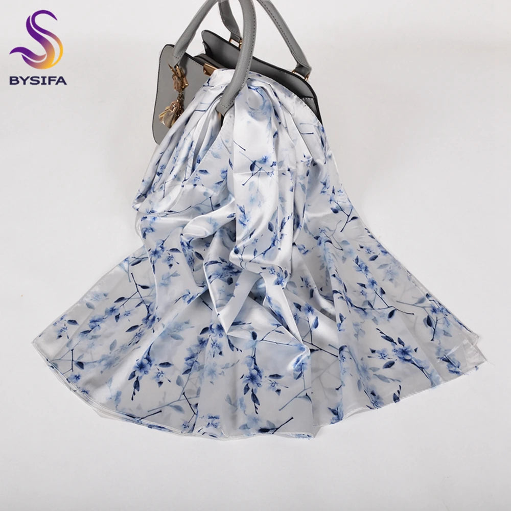 Ladies Pink Scarves Wraps New Lily Large Square Women Silk Scarf Cape 160*70cm High Top Autumn Winter Female Silk Neck Scarf